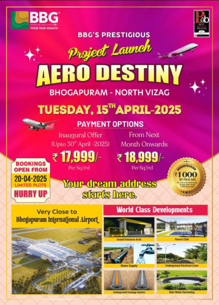  Commercial Land 18000 Sq. Yards for Sale in Bhogapuram, Visakhapatnam