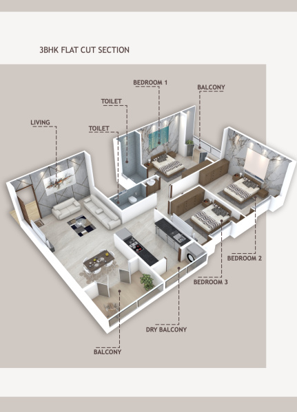 3 BHK Apartment 1415 Sq.ft. for Sale in Pathardi Phata, Nashik