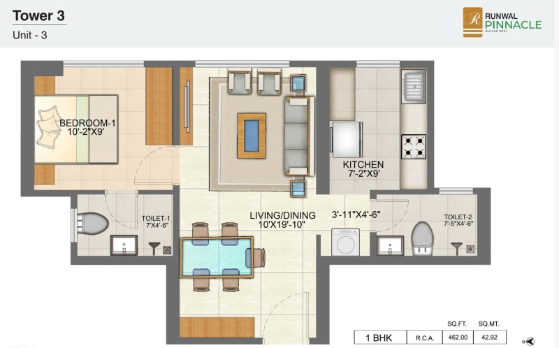 3 BHK Apartment 1005 Sq.ft. for Sale in Mulund West, Mumbai