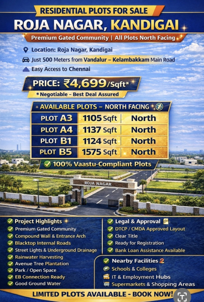  1137 Sq.ft. Residential Plot for Sale in Kandigai, Chennai