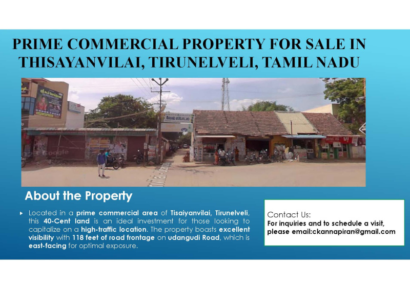  40 Cent Commercial Land for Sale in Thisayanvilai, Tirunelveli