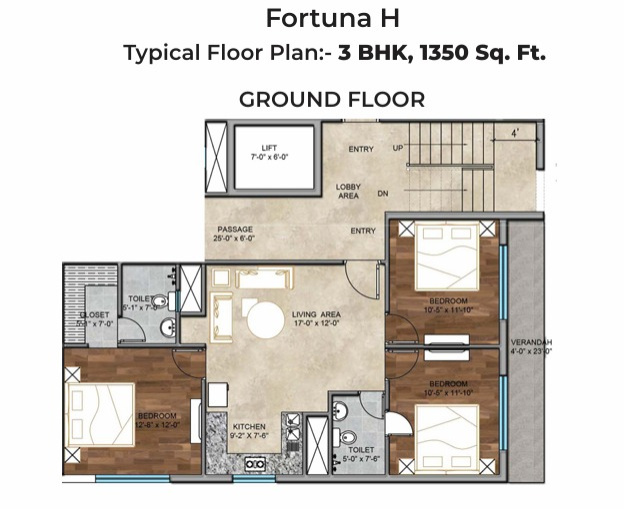 3 BHK Apartment 1350 Sq.ft. for Sale in Sector 107 Noida