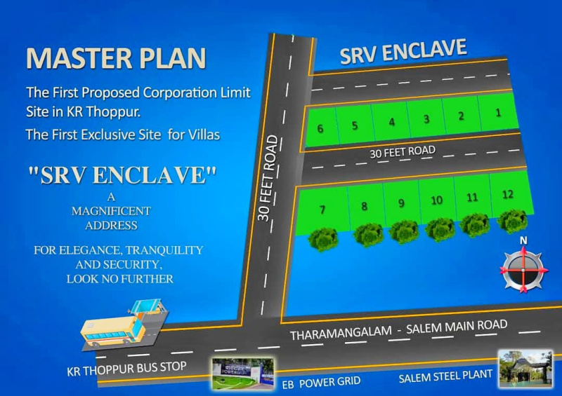  Residential Plot 1200 Sq.ft. for Sale in K.R. Thoppur, Salem
