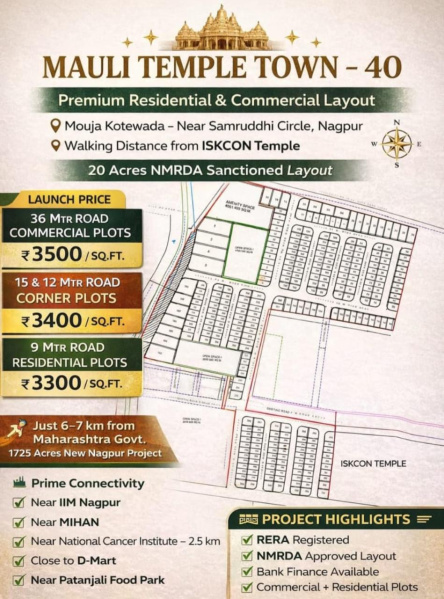  1270 Sq.ft. Residential Plot for Sale in Kothewada, Nagpur