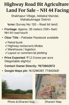  Agricultural Land for Sale in Addakal, Mahbubnagar