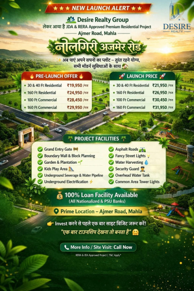  100 Sq. Yards Residential Plot for Sale in Mahlan, Jaipur