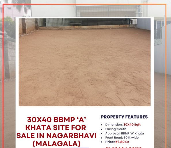  1200 Sq.ft. Residential Plot for Sale in Nagarbhavi, Bangalore