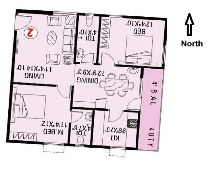 2 BHK Apartment 1005 Sq.ft. for Rent in Madhurawada, Visakhapatnam