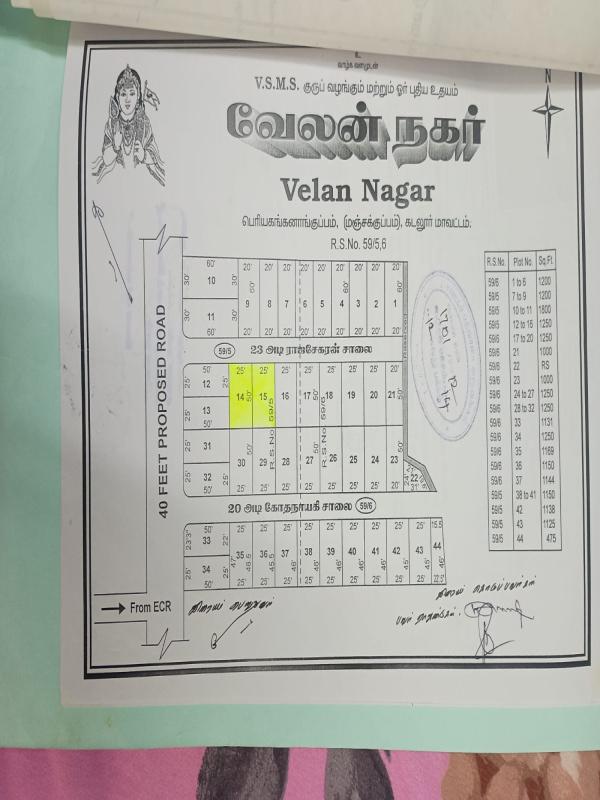  Residential Plot 2500 Sq.ft. for Sale in Manjakuppam, Cuddalore