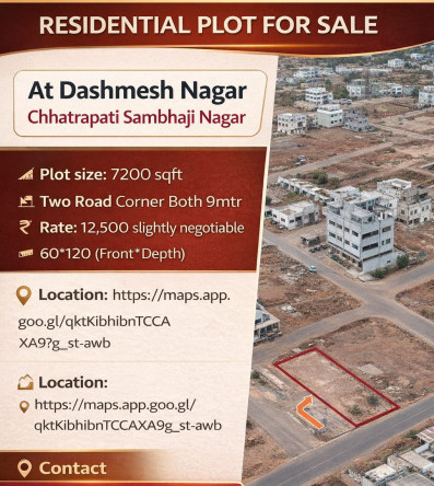  7200 Sq.ft. Residential Plot for Sale in Dashmesh Nagar, Aurangabad