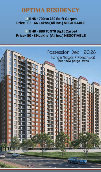 2 BHK Apartment 1000 Sq.ft. for Sale in Kondhwa, Pune