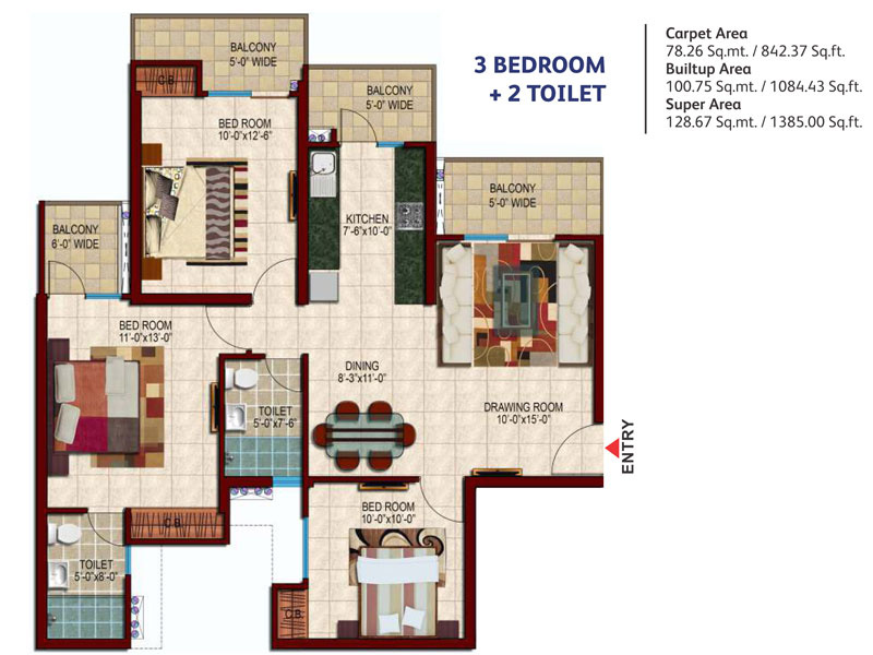 3 BHK Apartment 1041 Sq.ft. for Sale in Techzone 4, Greater Noida