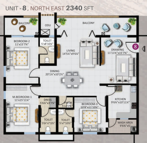 3 BHK 2340 Sq.ft. Apartment for Sale in Madinaguda, Hyderabad