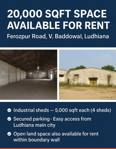  5000 Sq.ft. Warehouse for Rent in Baddowal, Ludhiana