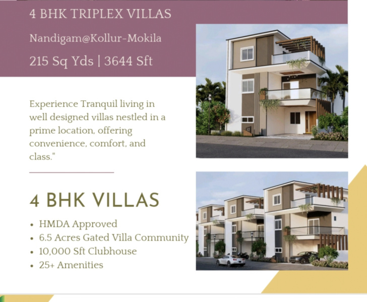 4 BHK 3644 Sq.ft. Villa for Sale in Kolluru, Hyderabad