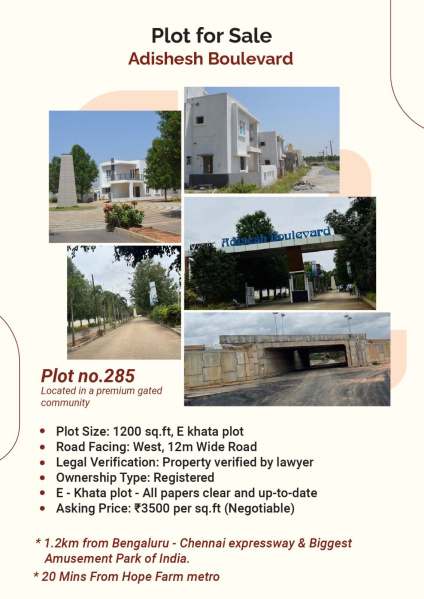  1200 Sq.ft. Residential Plot for Sale in Marasandra, Bangalore