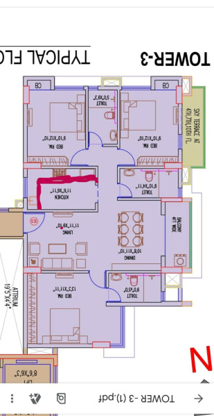 3 BHK 1136 Sq.ft. Apartment for Sale in B T Road, Kolkata