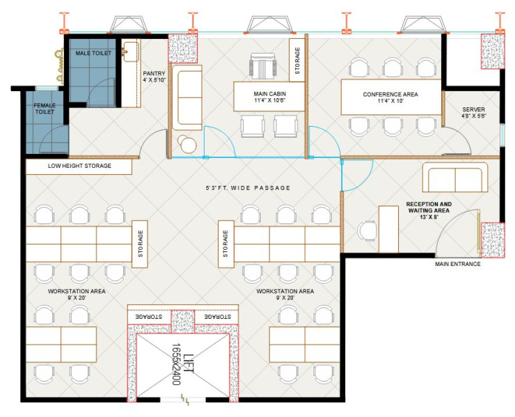  1706 Sq.ft. Office Space for Rent in Makarba, Ahmedabad