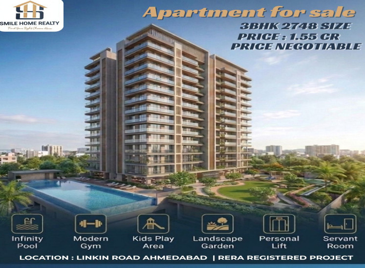 3 BHK 2748 Sq.ft. Apartment for Sale in 100 Ft Ring Road, Ahmedabad