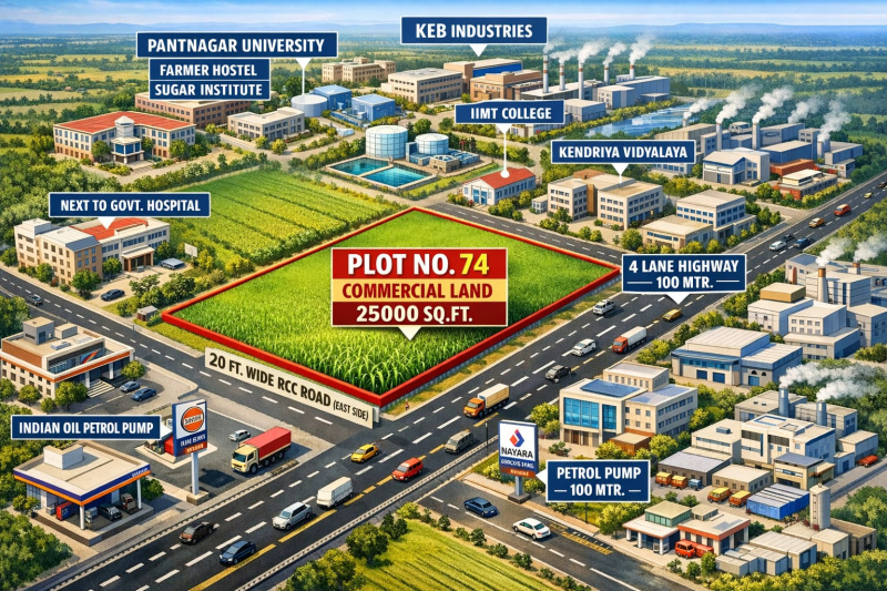  25000 Sq.ft. Commercial Land for Sale in Bhagwantpur, Kashipur