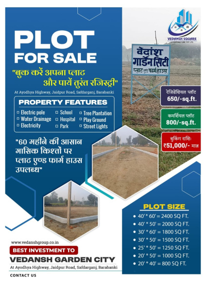  1000 Sq.ft. Residential Plot for Sale in Safdarganj, Barabanki