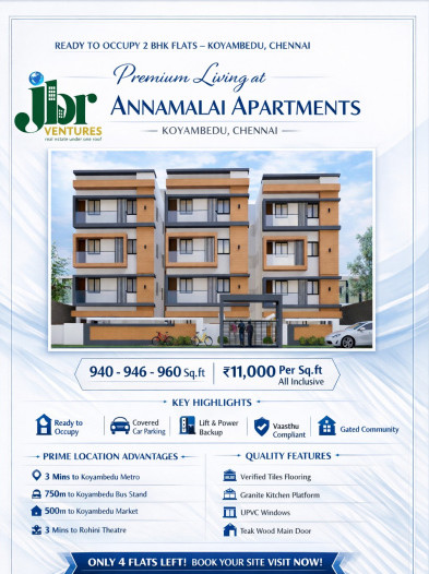 2 BHK 960 Sq.ft. Apartment for Sale in Koyambedu, Chennai