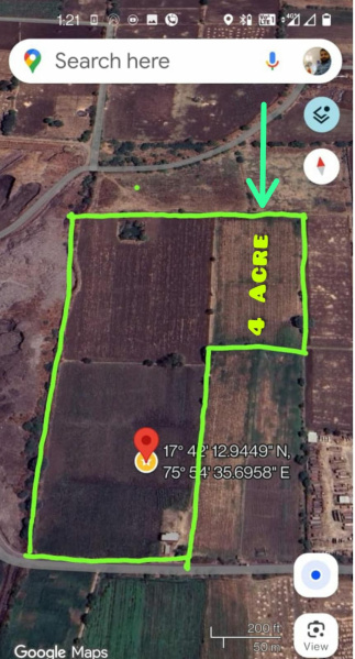  4 Acre Agricultural/Farm Land for Sale in Tuljapur Road, Solapur