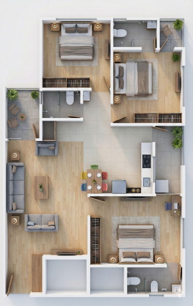 3 BHK 1800 Sq.ft. Apartment for Rent in Nikol Road, Ahmedabad