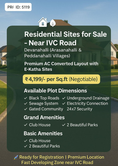  1200 Sq.ft. Residential Plot for Sale in Devanahalli, Bangalore