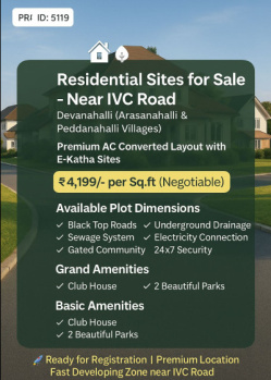  Residential Plot for Sale in Devanahalli, Bangalore