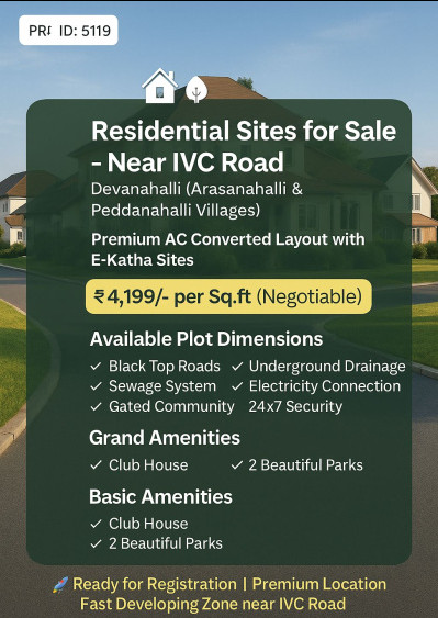  3000 Sq.ft. Residential Plot for Sale in Devanahalli, Bangalore