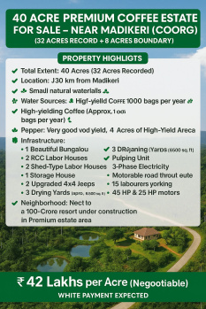  Agricultural Land for Sale in Madikeri, Kodagu