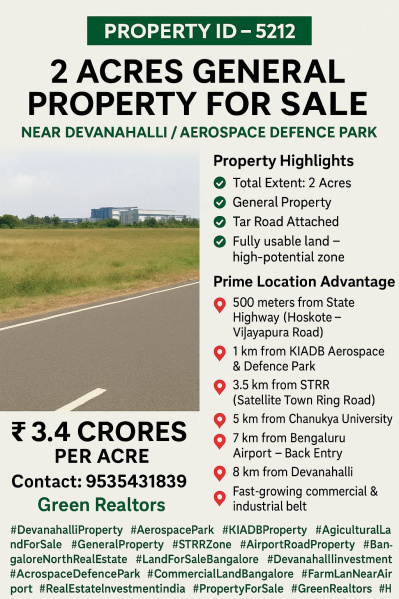  2 Acre Agricultural/Farm Land for Sale in Devanahalli, Bangalore