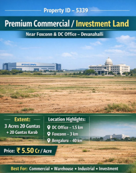  Commercial Land for Sale in Devanahalli, Bangalore