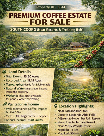  14 Acre Agricultural/Farm Land for Sale in Ponnampet, Kodagu