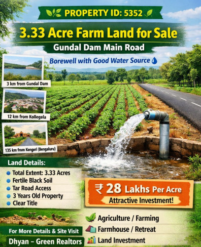  3 Acre Agricultural/Farm Land for Sale in Kollegal, Chamrajnagar