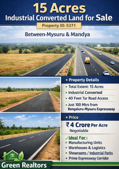  15 Acre Industrial Land for Sale in Keragodu, Mandya
