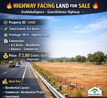  Commercial Land for Sale in Doddaballapur, Bangalore