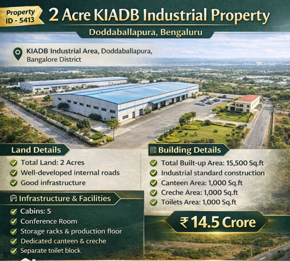  2 Acre Industrial Land for Sale in Doddaballapur, Bangalore