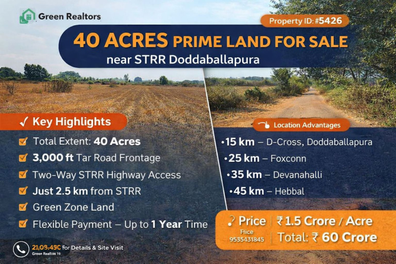  40 Acre Commercial Land for Sale in Doddaballapur, Bangalore