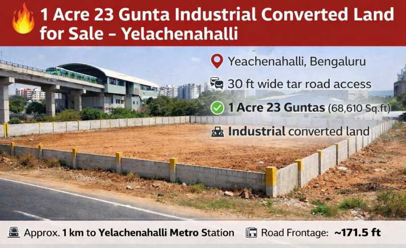 1 Acre Industrial Land for Sale in Yelachenahalli, Bangalore