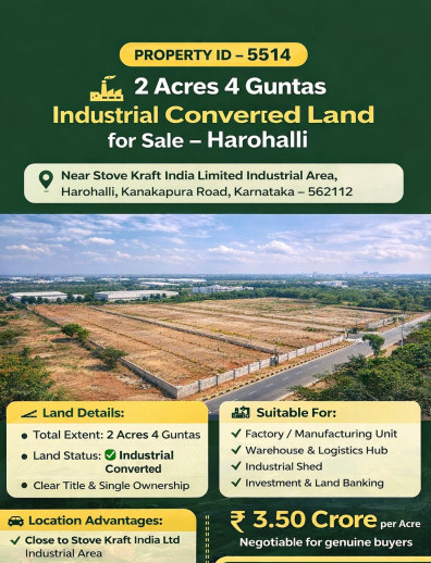  2 Acre Agricultural/Farm Land for Sale in Harohalli, Bangalore