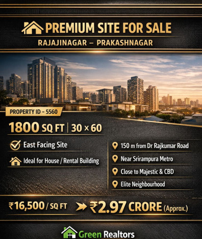  1800 Sq.ft. Residential Plot for Sale in Rajajinagar, Bangalore