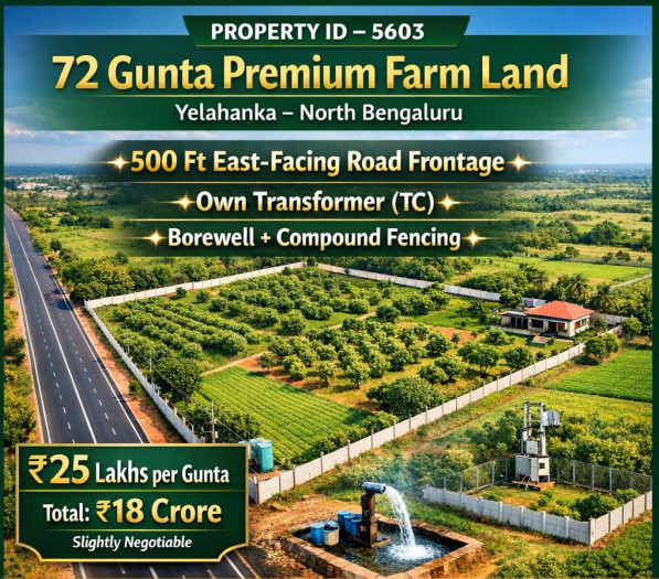  72 Guntha Agricultural/Farm Land for Sale in Yelahanka, Bangalore