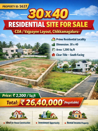  1200 Sq.ft. Residential Plot for Sale in Vastare, Chikmagalur