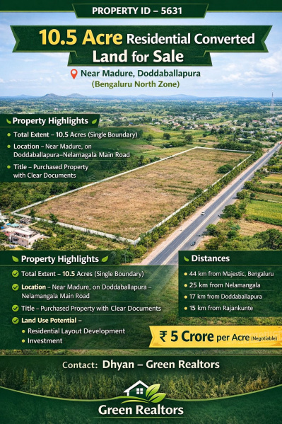  11 Acre Residential Plot for Sale in Doddaballapur, Bangalore