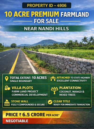  10 Acre Agricultural/Farm Land for Sale in Nandi Hills, Bangalore