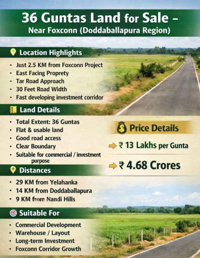  36 Guntha Agricultural/Farm Land for Sale in Doddaballapur, Bangalore
