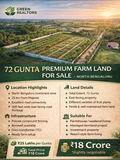  72 Guntha Agricultural/Farm Land for Sale in Doddaballapur, Bangalore