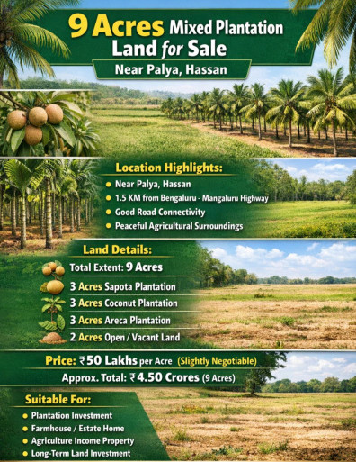  9 Acre Commercial Land for Sale in Sakleshpur, Hassan